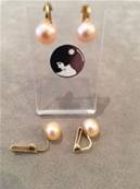 BABY CLIPS FRESH WATER PEARLS PINK PEACH BUTTONS 08mm