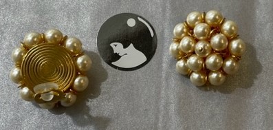 PARURE COLLIER 3 RANGS et CLIPS VINTAGE 906 PERLES BOHEME STH CREME 08mm 