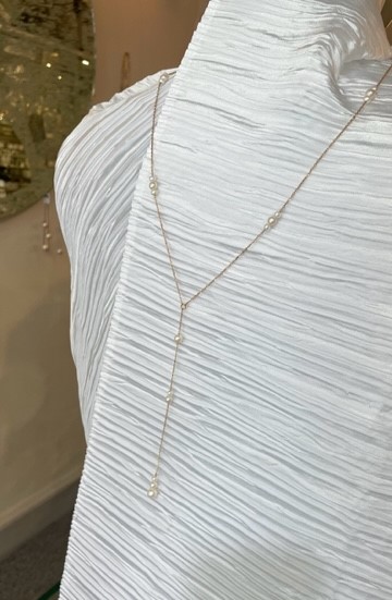 COLLIER 90cm CHAINE PLO recto-verso PERLES EAU DOUCE . SANS FERMOIR