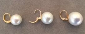 DORMEUSES CATALANES ARGENT DORE PERLES IRISEES BOULES 12mm BLANC