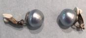 CLIPS ARGENT PERLES IRISEES BOULES BAROQUES 10mm GRIS BLEUTE