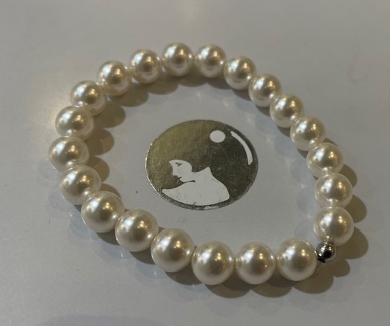 BRACELET ELASTIQUE 21 PERLES de BOHEME de qualité STH 08mm BLANC CREME