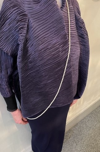 COLLIER 160cm SAUTOIR PERLES de BOHEME de qualité STH 06mm Crème. Enfilage avec des Noeuds FERMOIR ARGENT