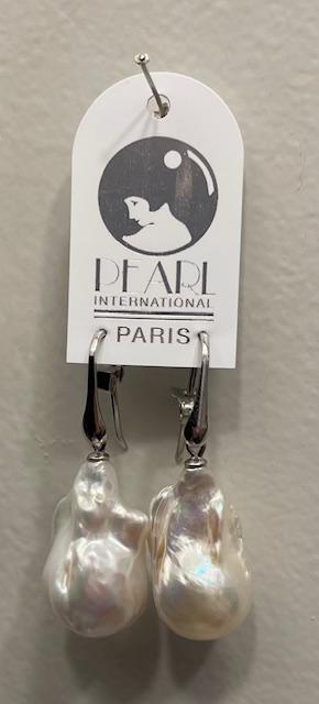 DORMEUSES ITALIENNES ARGENT + PERLES d'EAU DOUCE KESHIS 20x21mm