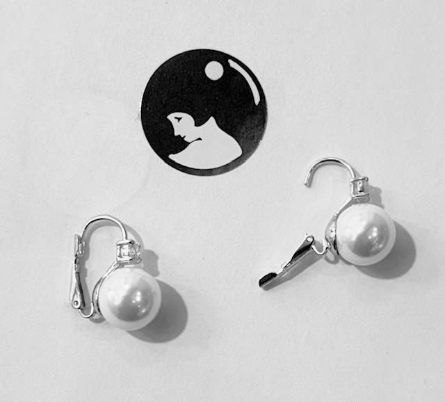 DORMEUSES ARGENT ZIRCONS 05mm+PERLES STH BOULES 12mm BLANC 